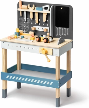 ROBOTIME Kids Tool Bench, Wooden Toy Tool Bench with Realistic Tools and Electric Drill, Kids Workbench for Kids Pretend Play Learning, Toddler Tool Bench Gift for Boys & Girls Age 3-5 (Blue)