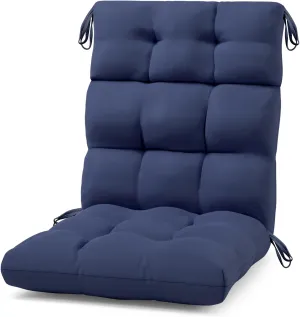 Rocking Chair Cushion Tufted Adirondack Chair Cushion Non-Slip High Back Patio Chair Cushions Water-Resistant UV-Proof Navy Blue Indoor & Outdoor Furniture Cushions for Chair