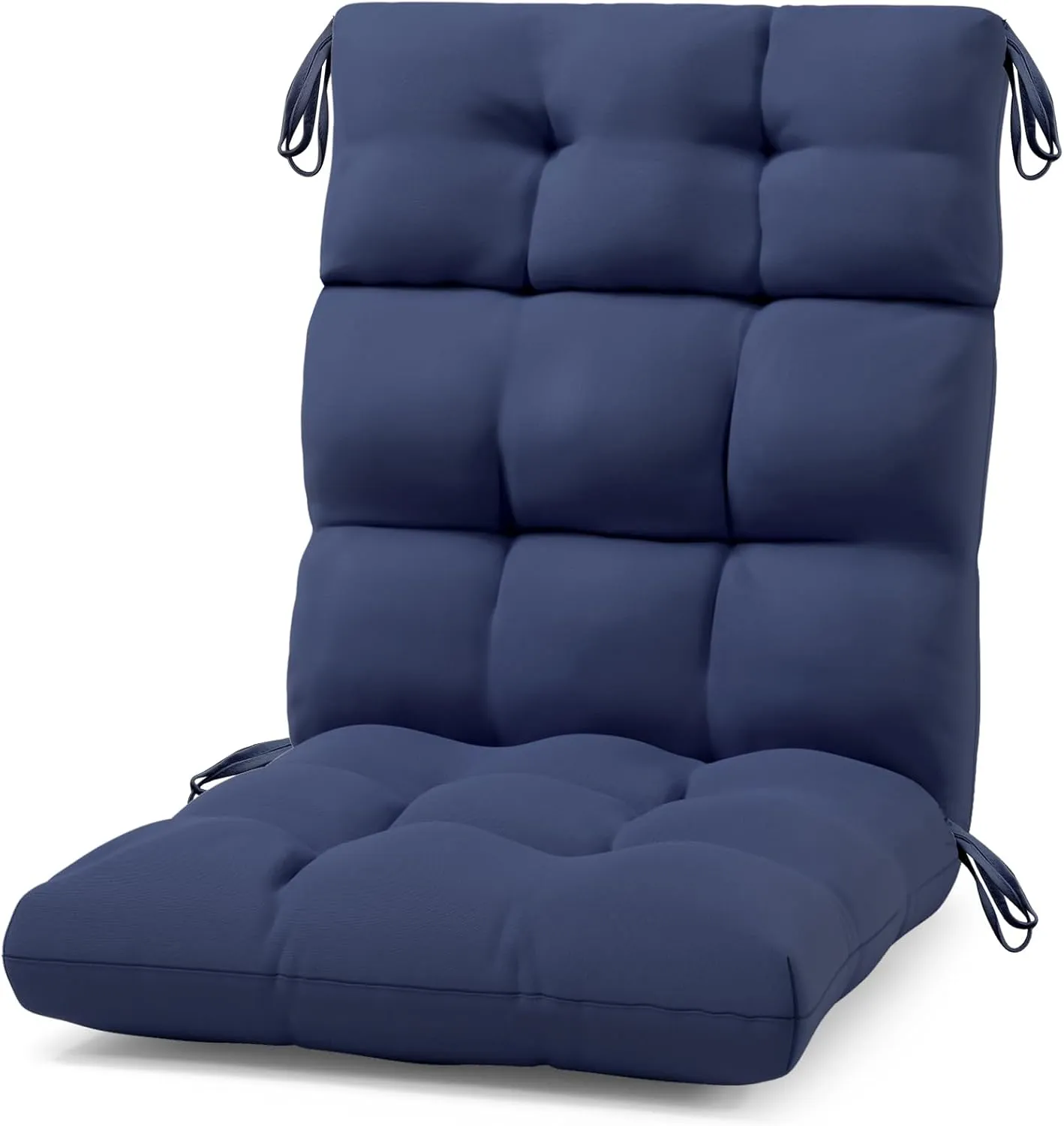 Rocking Chair Cushion Tufted Adirondack Chair Cushion Non-Slip High Back Patio Chair Cushions Water-Resistant UV-Proof Navy Blue Indoor & Outdoor Furniture Cushions for Chair