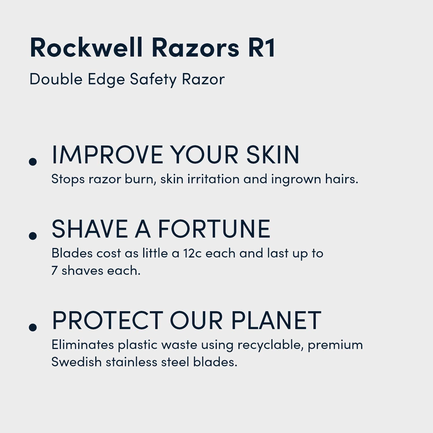 ROCKWELL RAZORS R1 Safety Razor in White Chrome Finish, Butterfly Open Mechanism with 5 Double Edge Blades