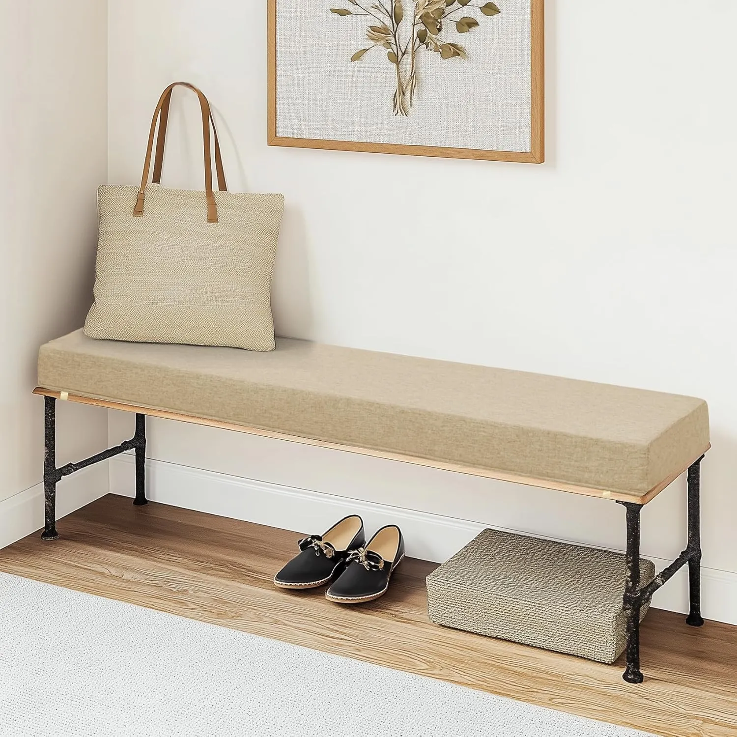 ROFIELTY Bench Cushion 47 inch, Durable Bench Cushions for Indoor Furniture, Non-Slip Window Seat Cushions Indoor, Personalized Custom Bench Cushion (Dark Brown, 47x17x2)