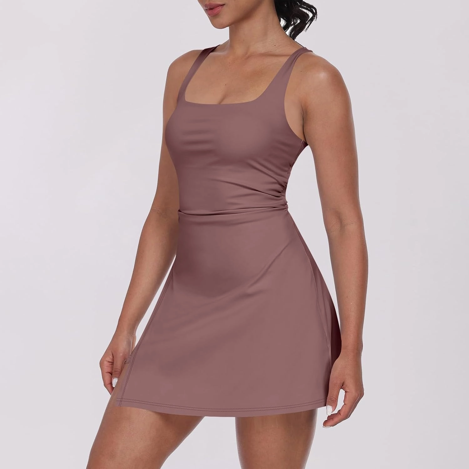 Romper Dress for Women Sleeveless Spaghetti Strap Rompers Square Neck Tennis Dress Workout Athletic Clothes
