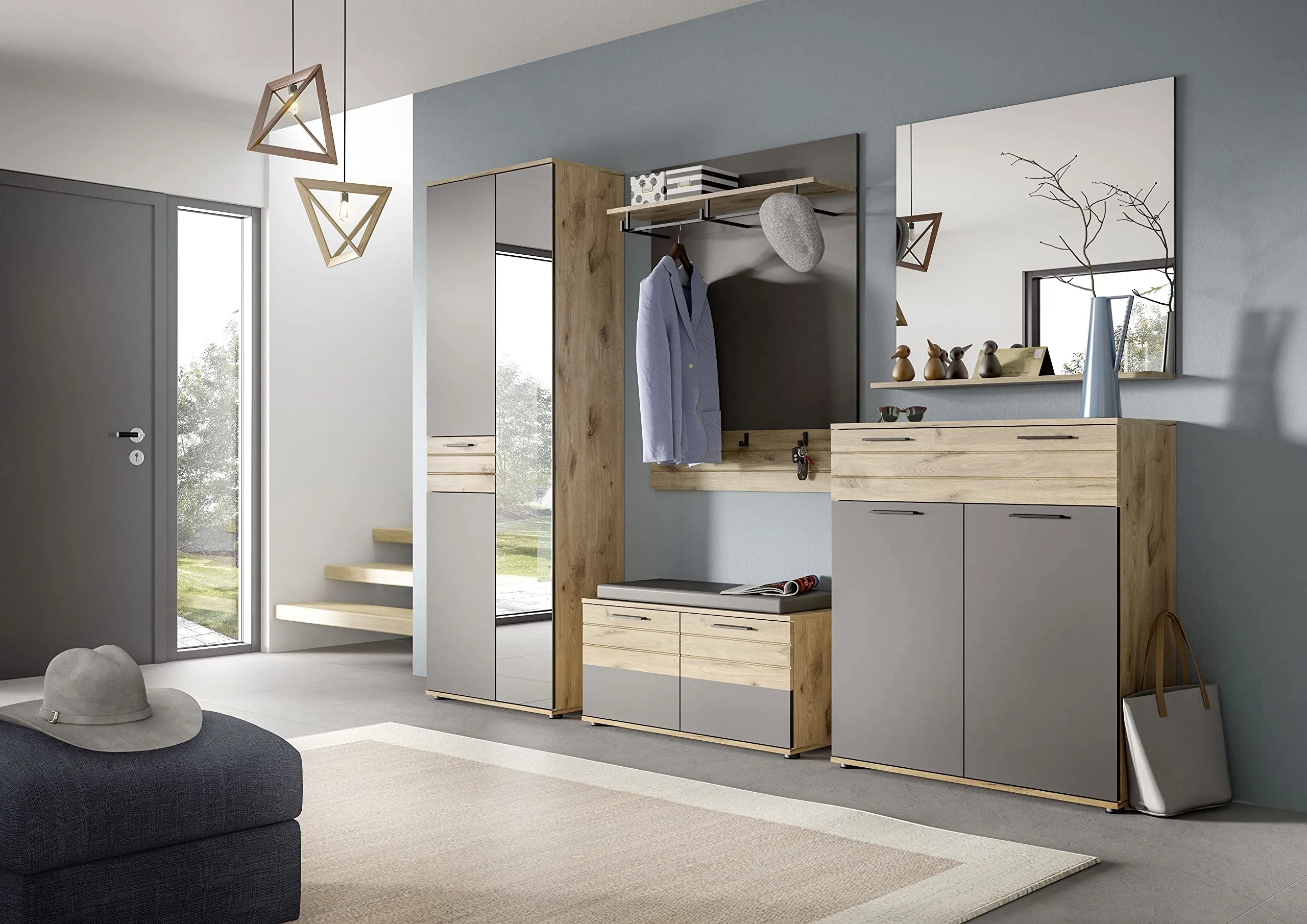 Rootz Mason Bench Wardrobe - Shoe Rack Bench - Entryway Organizer - 90cm x 51cm x 37cm