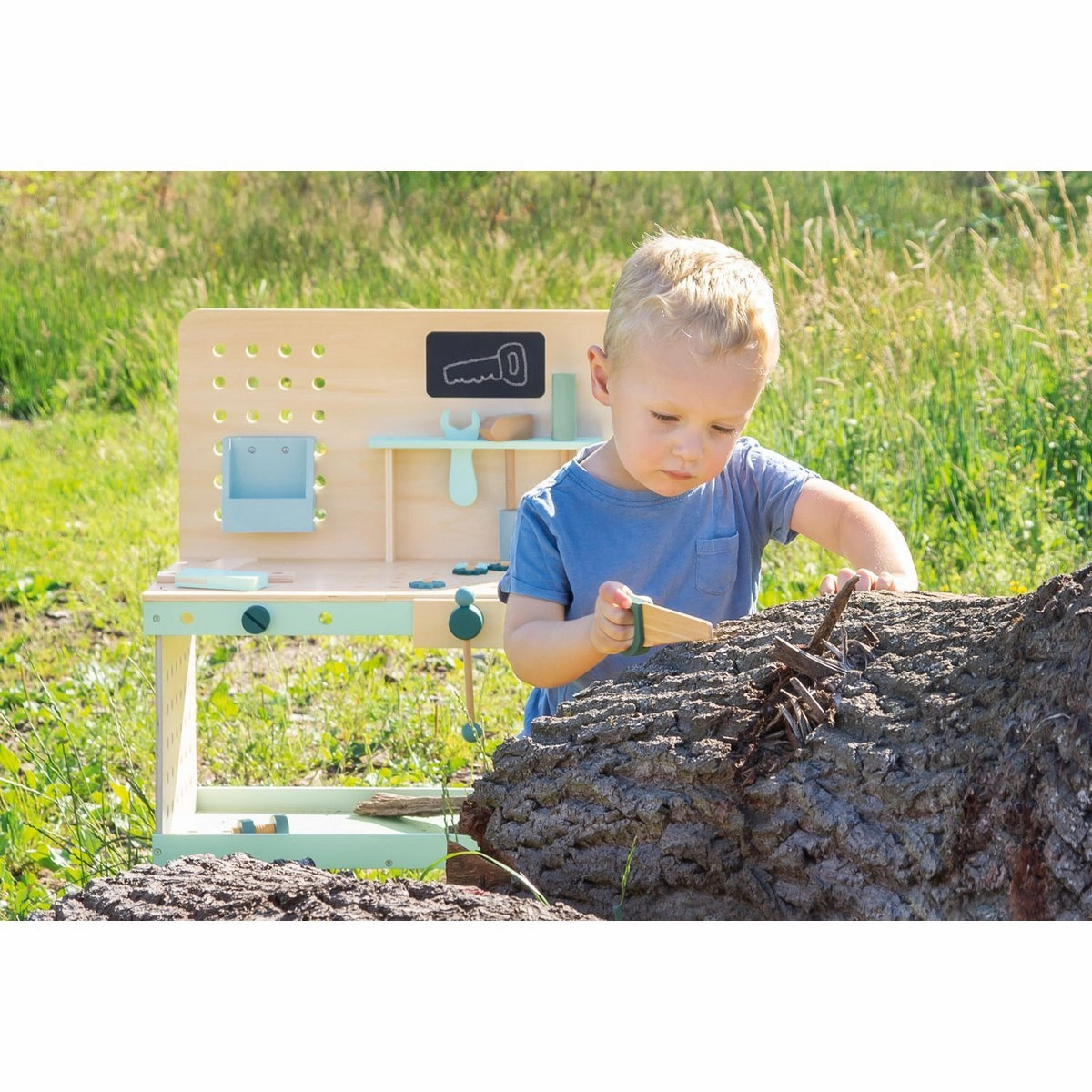Rootz Kids Work Bench 'Jupp' - Children's Tool Station - Wooden Craft Set - Encourages Creativity - 60cm x 37cm x 78cm