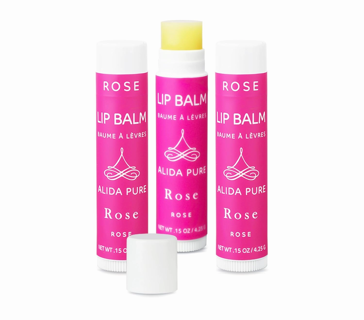 Rose Lip Balm Collection, Vegan Set, Beeswax Free, with Avocado And, Organic Jojoba Oil, and Vitamin E, Natural Moisturizer for Dry, Chapped Lips, 3 Tube Set