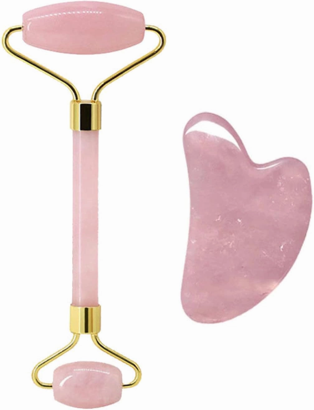 Rose Quartz Face Jade Roller Massagers Guasha Set Gua Sha Tools Natural Stone Gouache Scraper for Facial,Type 10