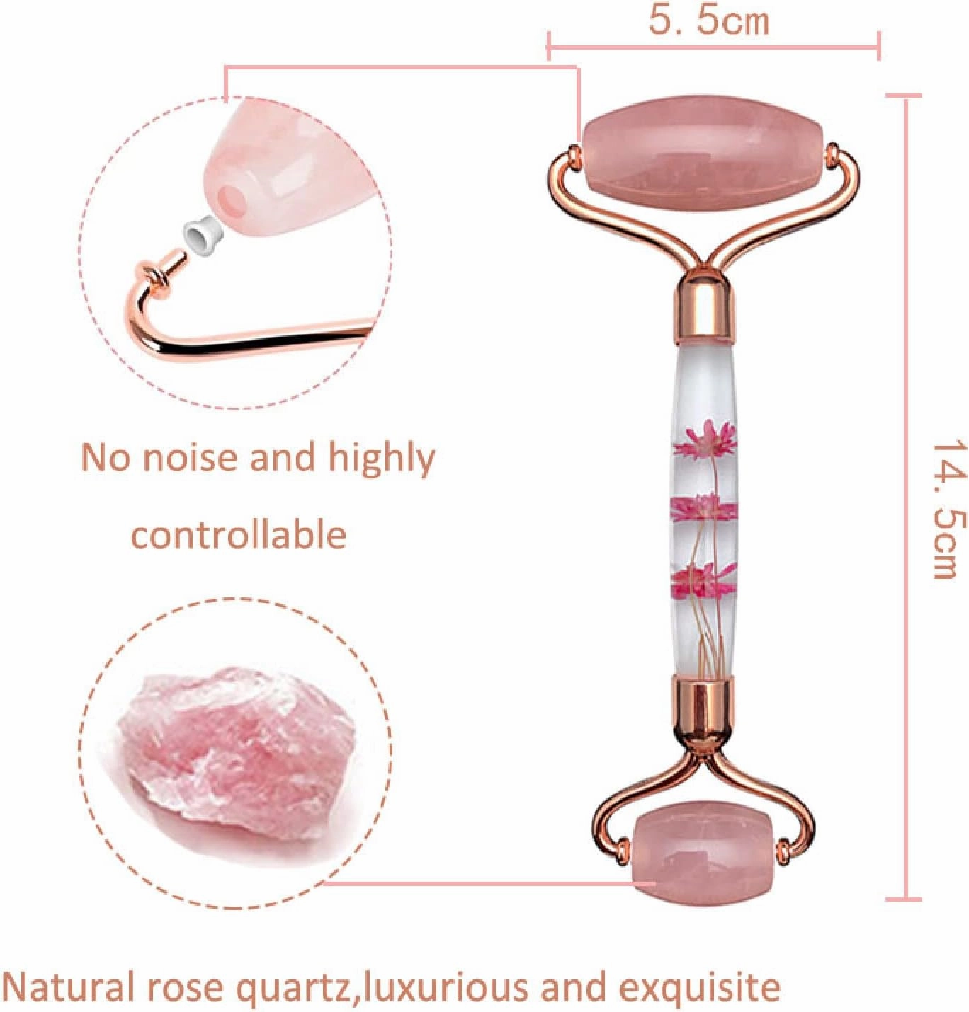Rose Quartz Gouache Scraper Face Massage Jade Roller Set Natural Gouache Stone Facial Roller Jade,Type I