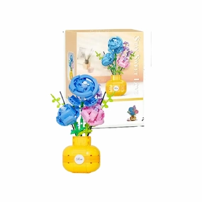 Rose Vase Floral Building Blocks Bouquet 522pc Valentine Home Decor Gifts NEW