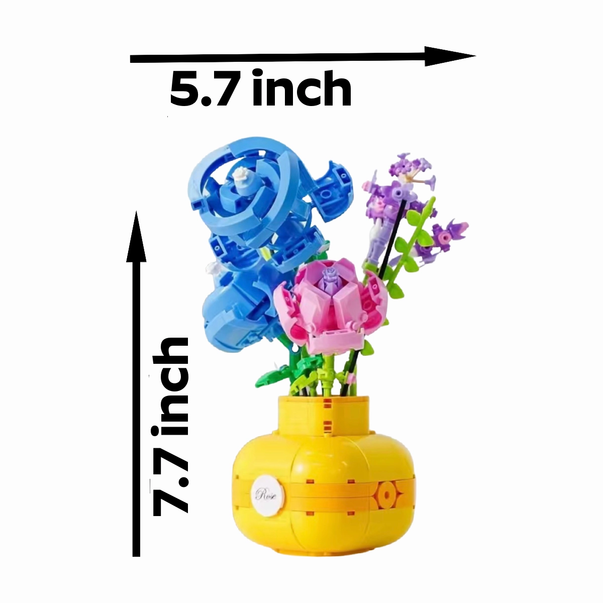 Rose Vase Floral Building Blocks Bouquet 522pc Valentine Home Decor Gifts NEW