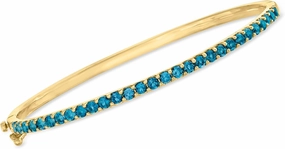 Ross-Simons 2.40 ct. t.w. London Blue Topaz Bangle Bracelet in 18kt Gold Over Sterling