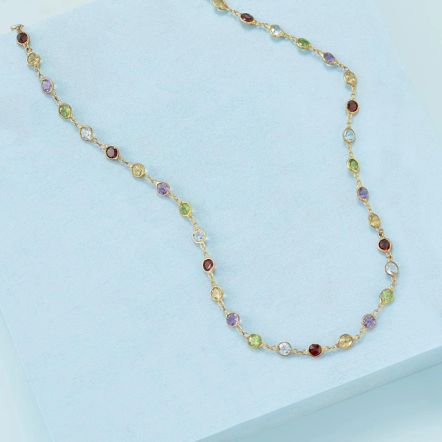 Ross-Simons 8.85 ct. t.w. Bezel-Set Multi-Gemstone Necklace in 18kt Gold Over Sterling
