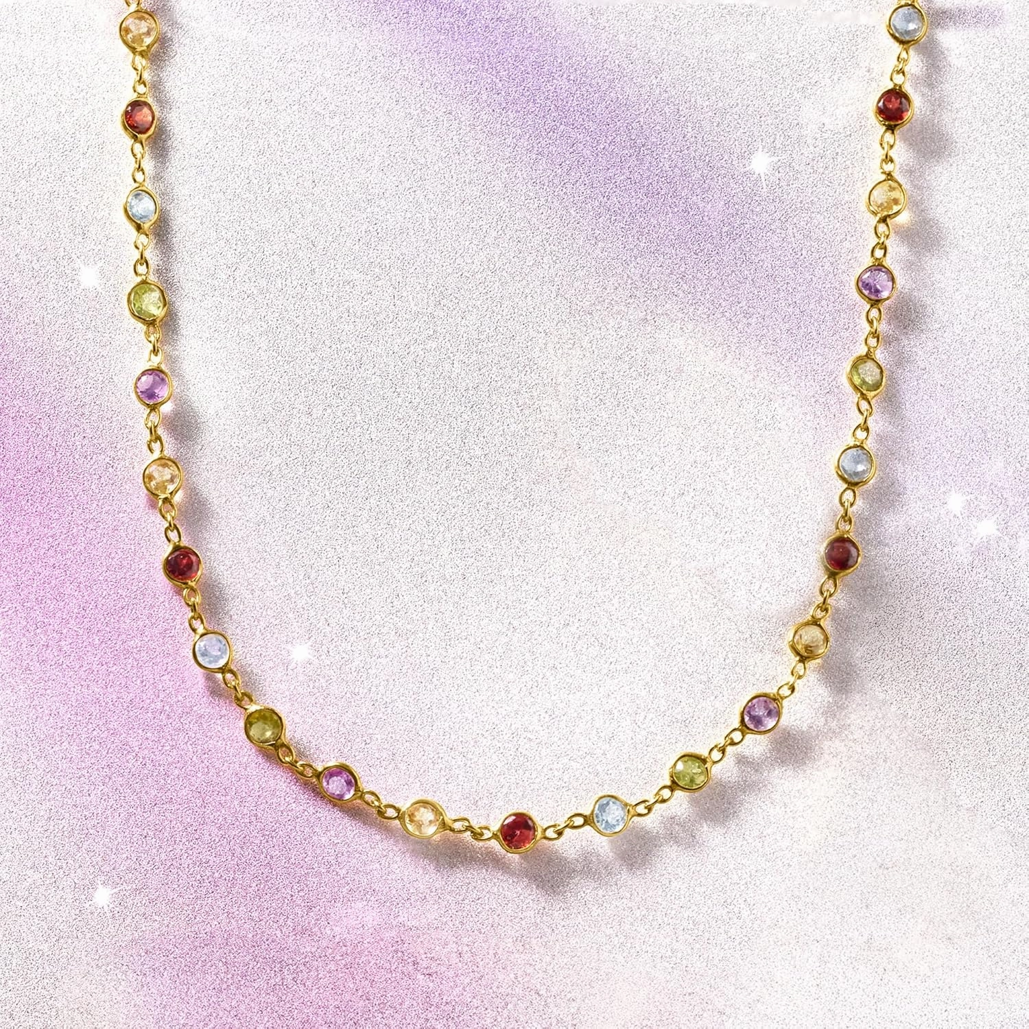 Ross-Simons 8.85 ct. t.w. Bezel-Set Multi-Gemstone Necklace in 18kt Gold Over Sterling
