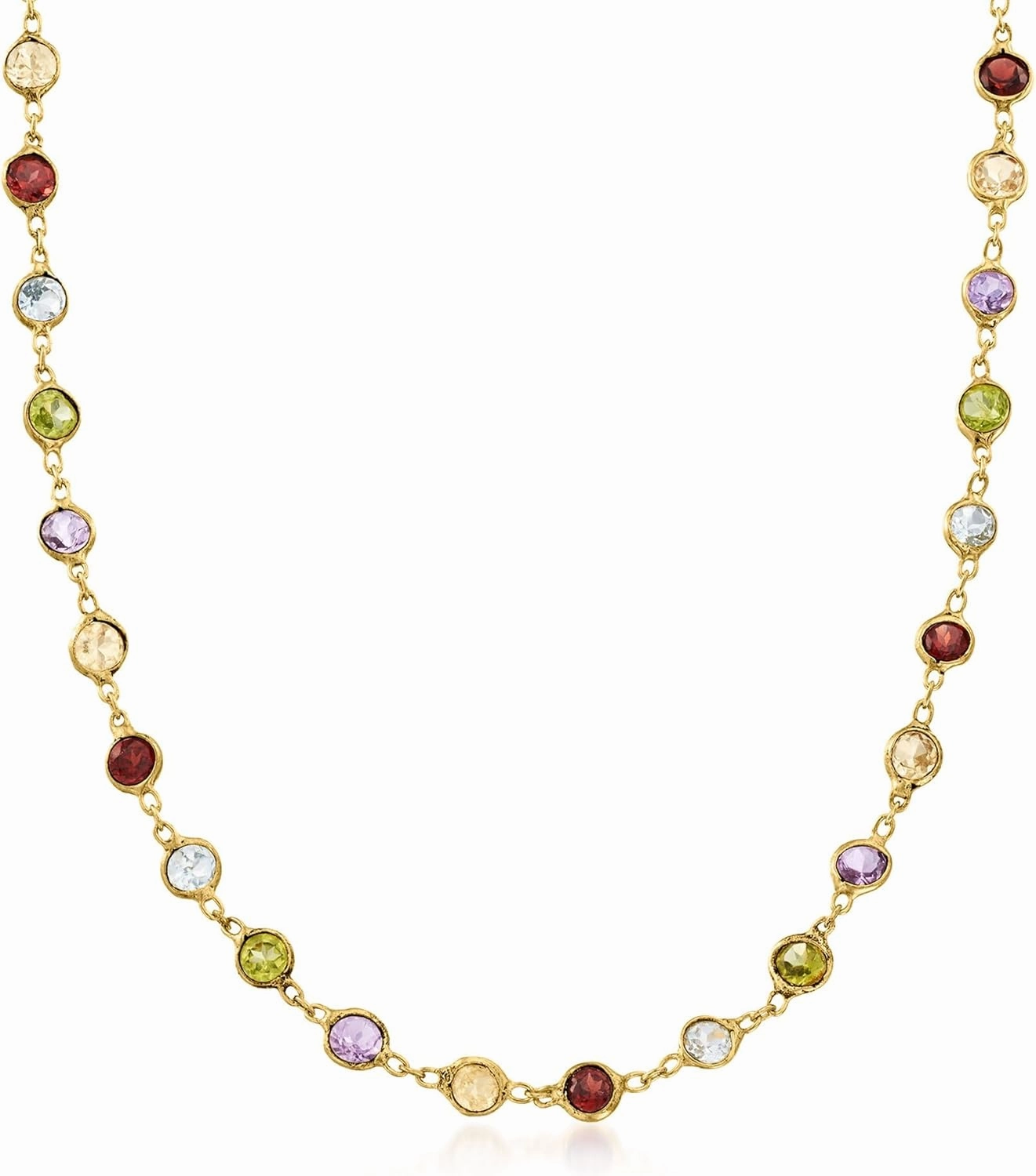 Ross-Simons 8.85 ct. t.w. Bezel-Set Multi-Gemstone Necklace in 18kt Gold Over Sterling