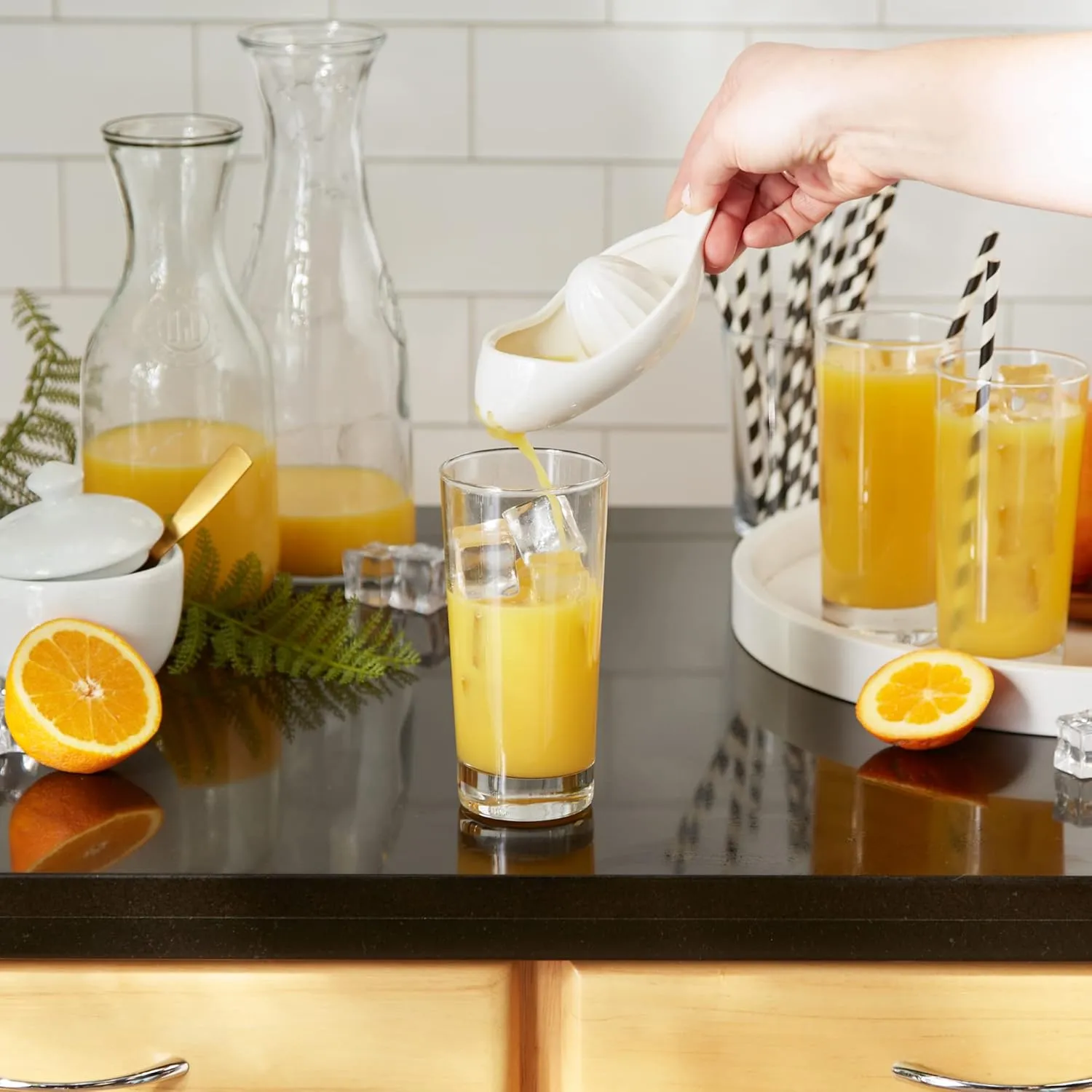 RSVP International Porcelain Kitchen Tool Collection, Citrus Juicer/Stainer, White