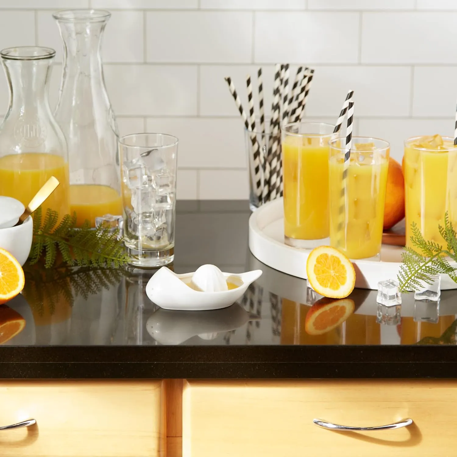 RSVP International Porcelain Kitchen Tool Collection, Citrus Juicer/Stainer, White
