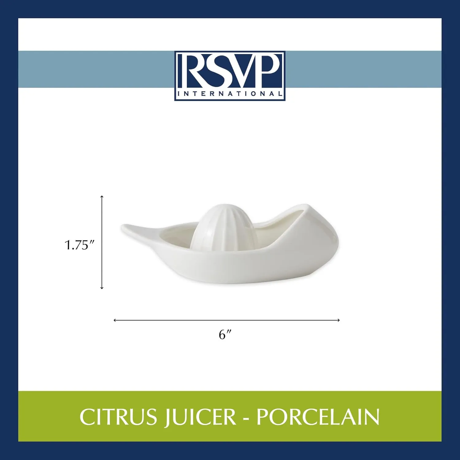 RSVP International Porcelain Kitchen Tool Collection, Citrus Juicer/Stainer, White
