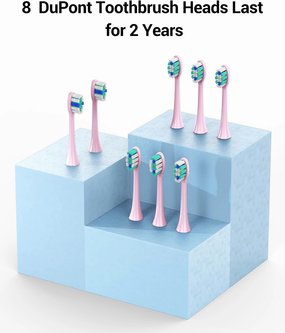 Rtauys Electric Toothbrush for Adults and Kids, Wireless Rechargeable Tooth Brush with 8 Replacement Heads, One Charge for 120 Days, 5 Modes Toothbrush with Travel Case, Pink