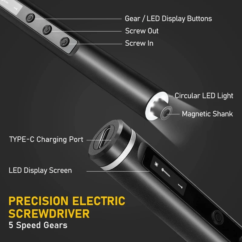 S6 MAX 5-Speed Electric Screwdriver Set – 42 Bits & Rechargeable