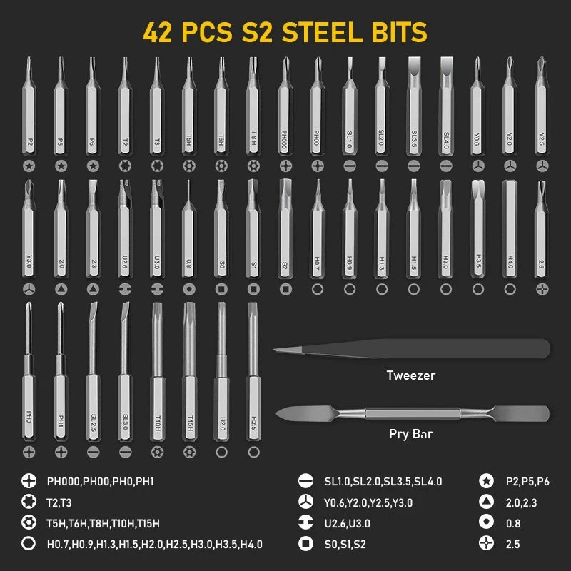S6 MAX 5-Speed Electric Screwdriver Set – 42 Bits & Rechargeable