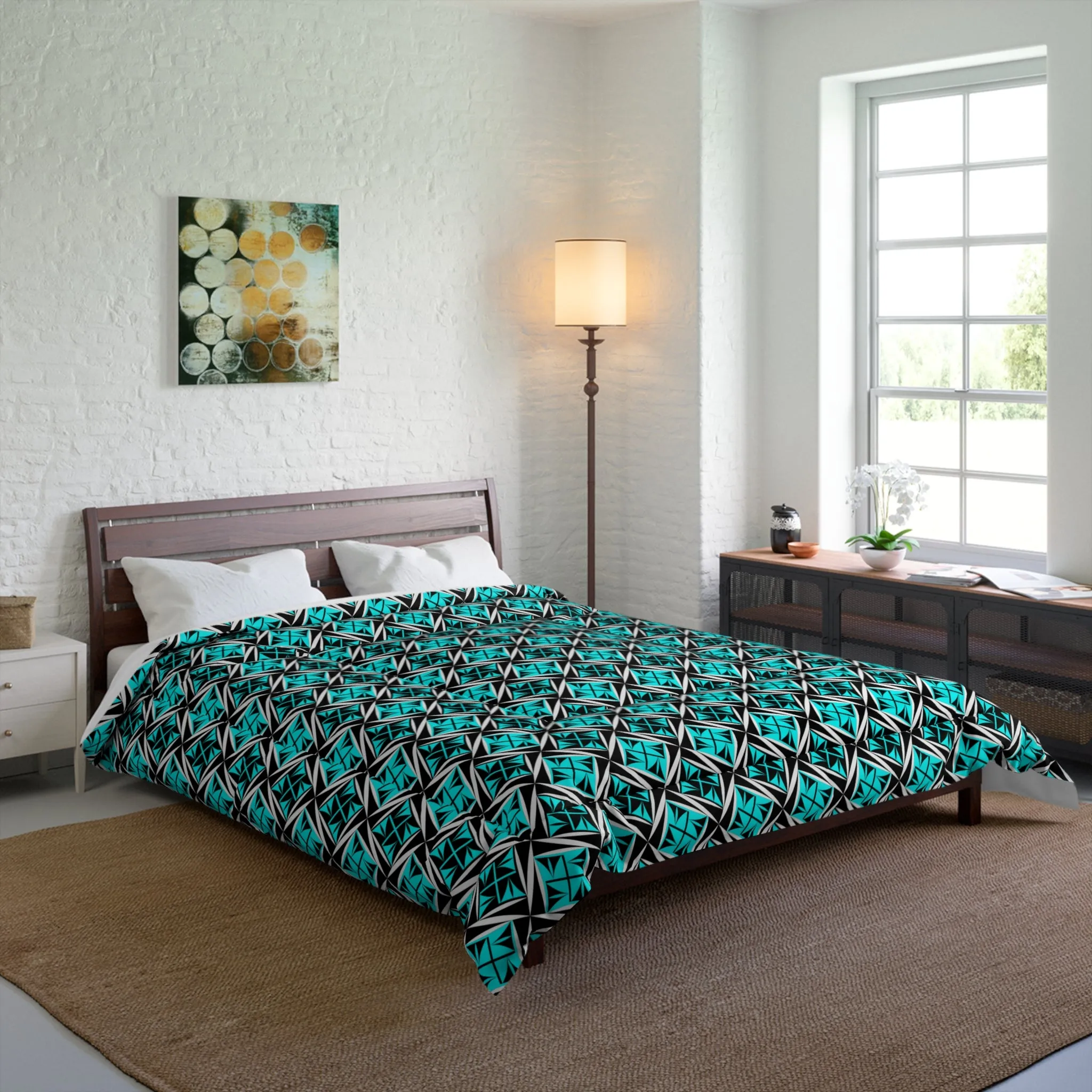 Sacred Winds in Turquoise Comforter