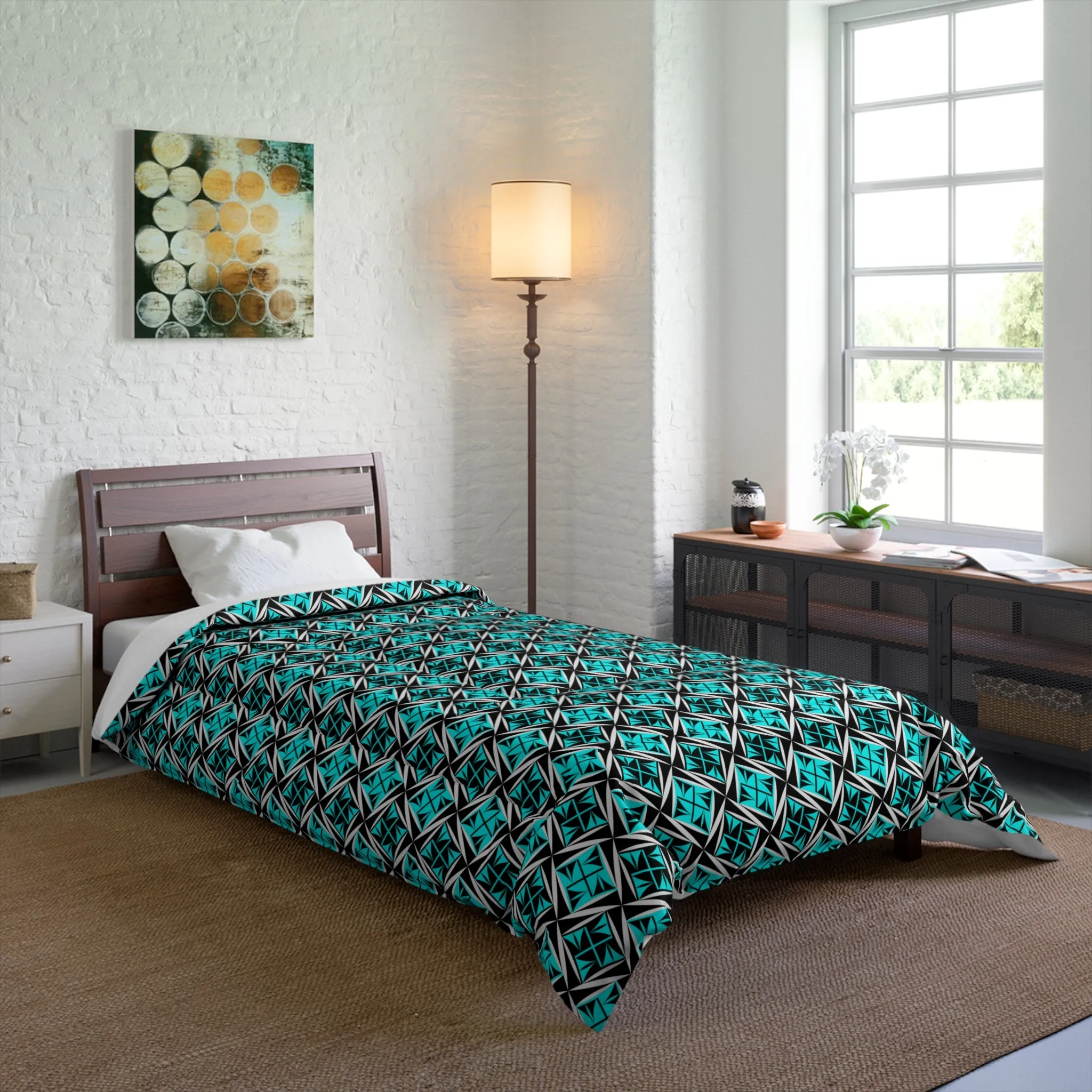 Sacred Winds in Turquoise Comforter
