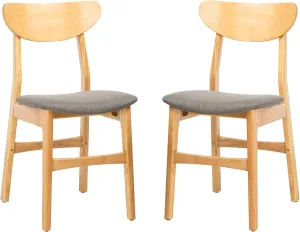 Safavieh Home Lucca Retro Natural and Grey Cushion Dining Chair, Set of 2