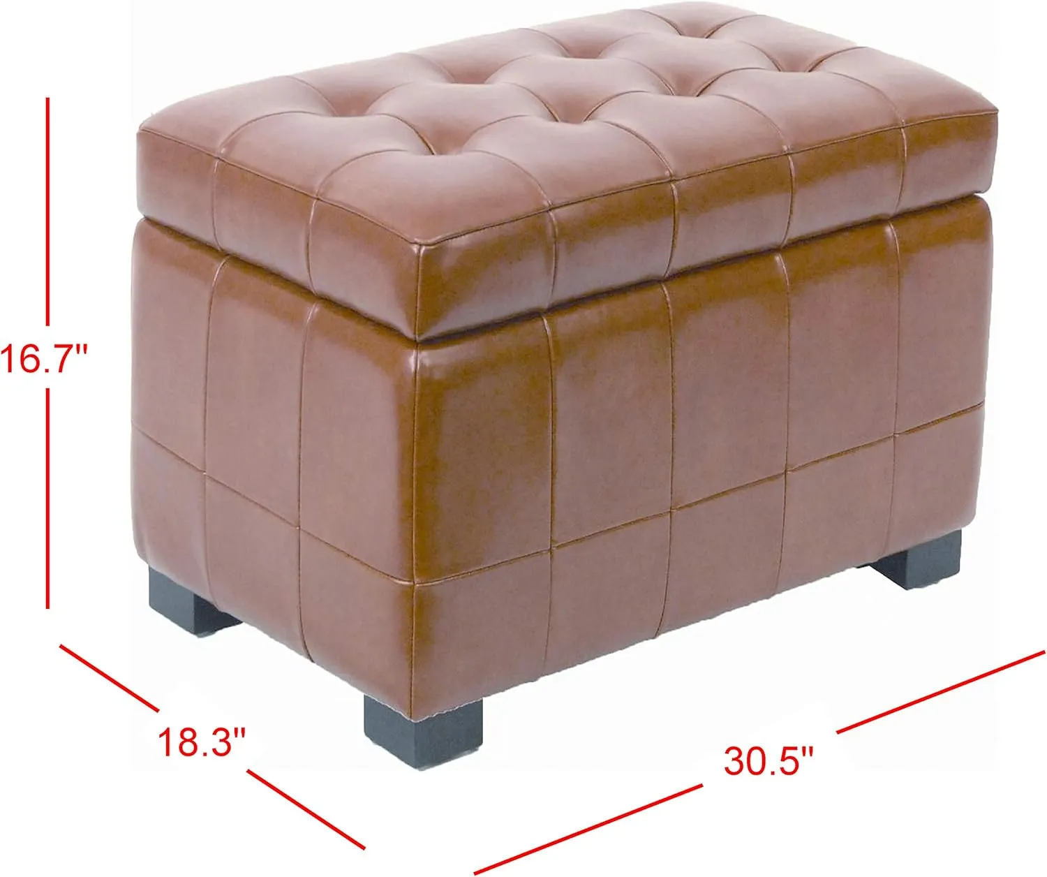Safavieh Hudson Collection Nolita Leather Small Storage Bench, Saddle