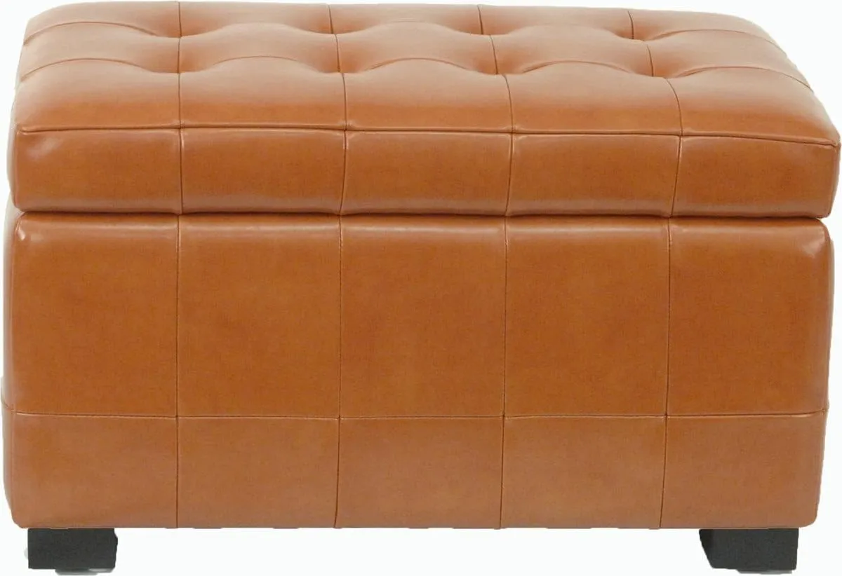 Safavieh Hudson Collection Nolita Leather Small Storage Bench, Saddle