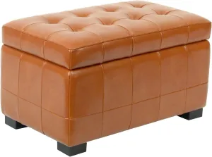 Safavieh Hudson Collection Nolita Leather Small Storage Bench, Saddle