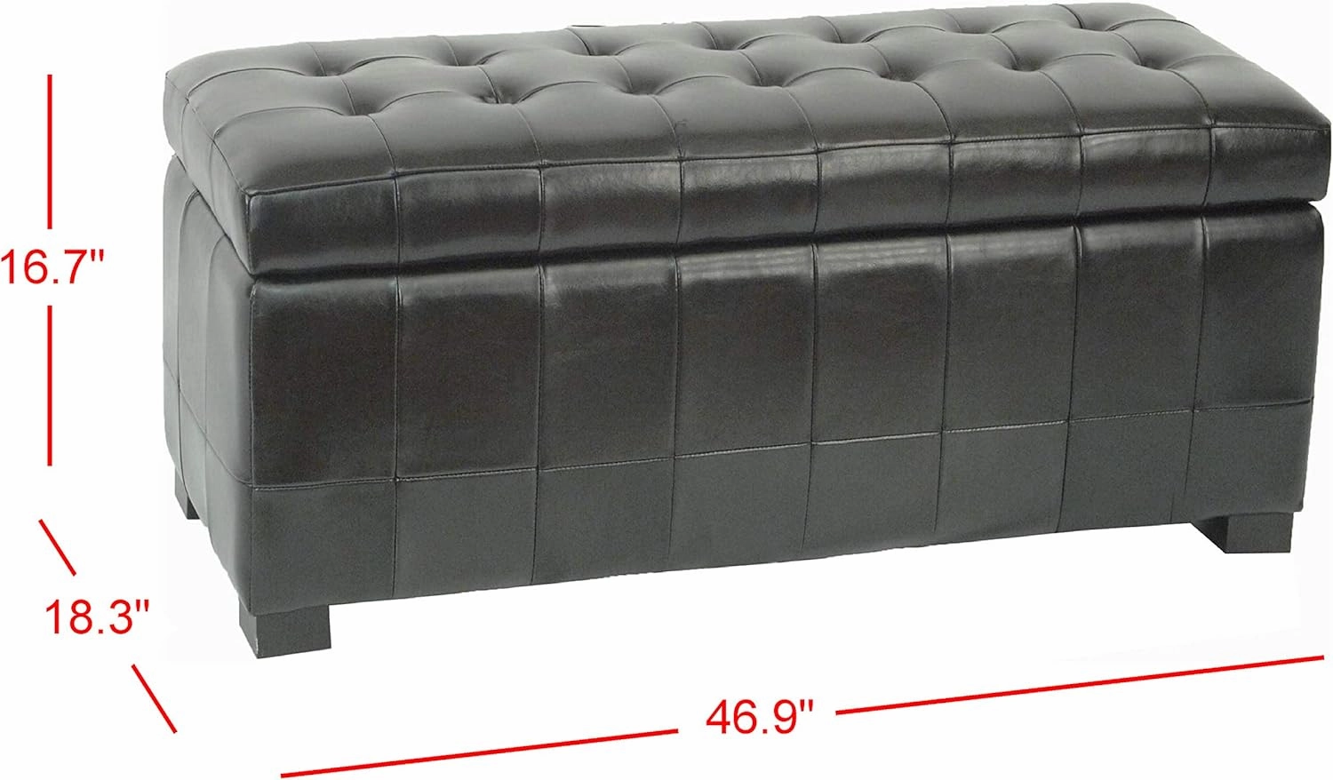 Safavieh Hudson Collection Nolita Leather Large Storage Bench, Black
