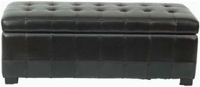Safavieh Hudson Collection Nolita Leather Large Storage Bench, Black