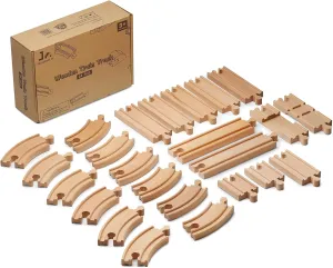 SainSmart Jr. Wooden Train Track 24pcs, Track Expansion Compatible with All Major Brands Toddler Railway Toy Train Set Boys Train Set 3 