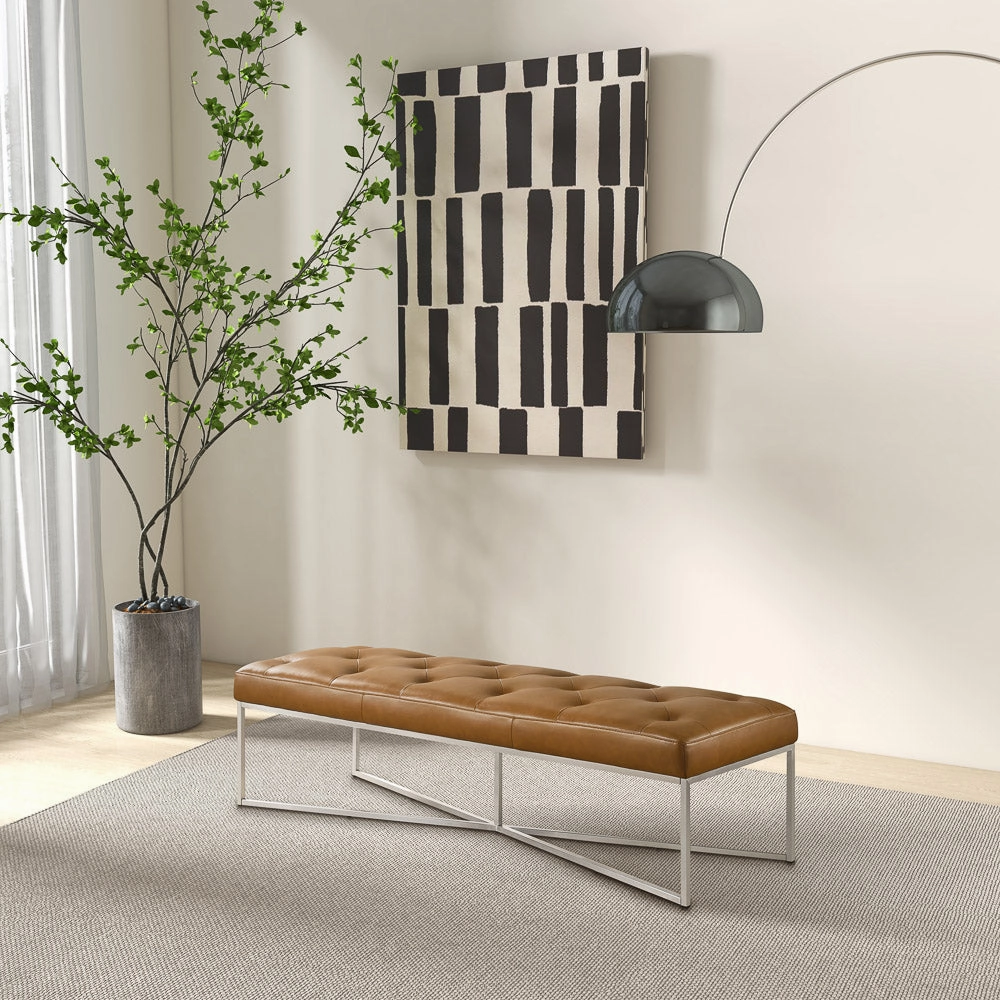 Salado Tan Leather Bench