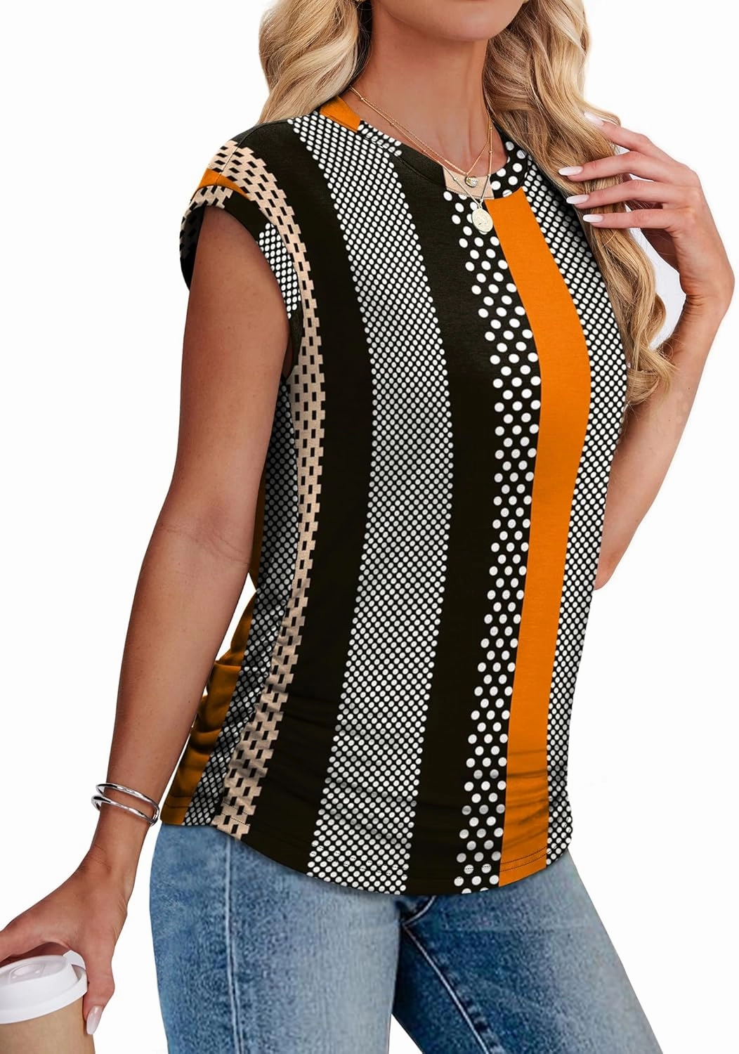 SAMPEEL Womens Summer Tops Trendy 2025 Ruched Cap Short Sleeve Tshirts Shirts Crew Neck T Shirts Fashion