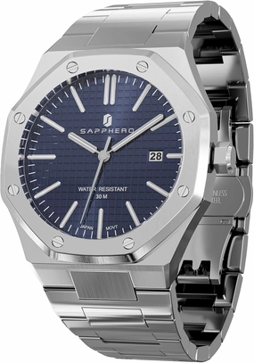 SAPPHERO Watches Men Octagonal Stainless Steel Waterproof Analog Japanese Quartz Wrist Watch Luminous Date Classic Business Luxury Watches for Men Elegant Gifts