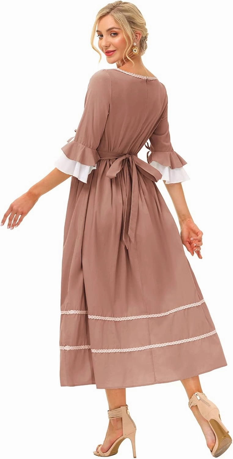 Scarlet Darkness Women Pioneer Colonial Costume Prairie Civil War Dresses