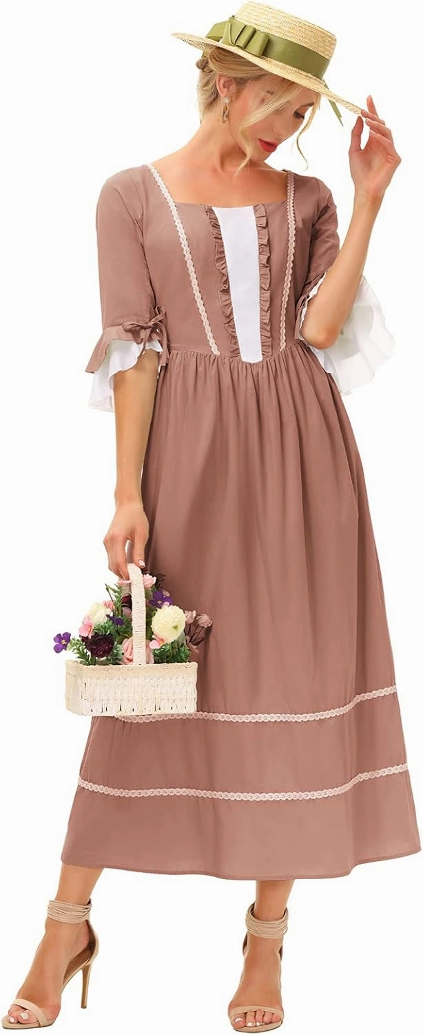 Scarlet Darkness Women Pioneer Colonial Costume Prairie Civil War Dresses