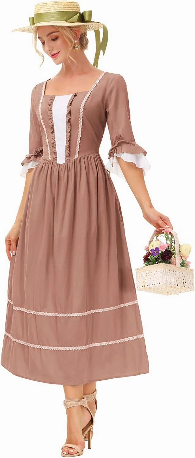 Scarlet Darkness Women Pioneer Colonial Costume Prairie Civil War Dresses