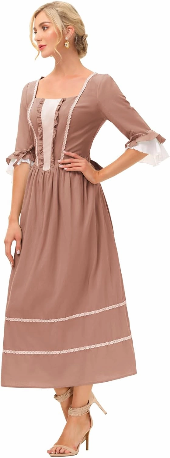 Scarlet Darkness Women Pioneer Colonial Costume Prairie Civil War Dresses