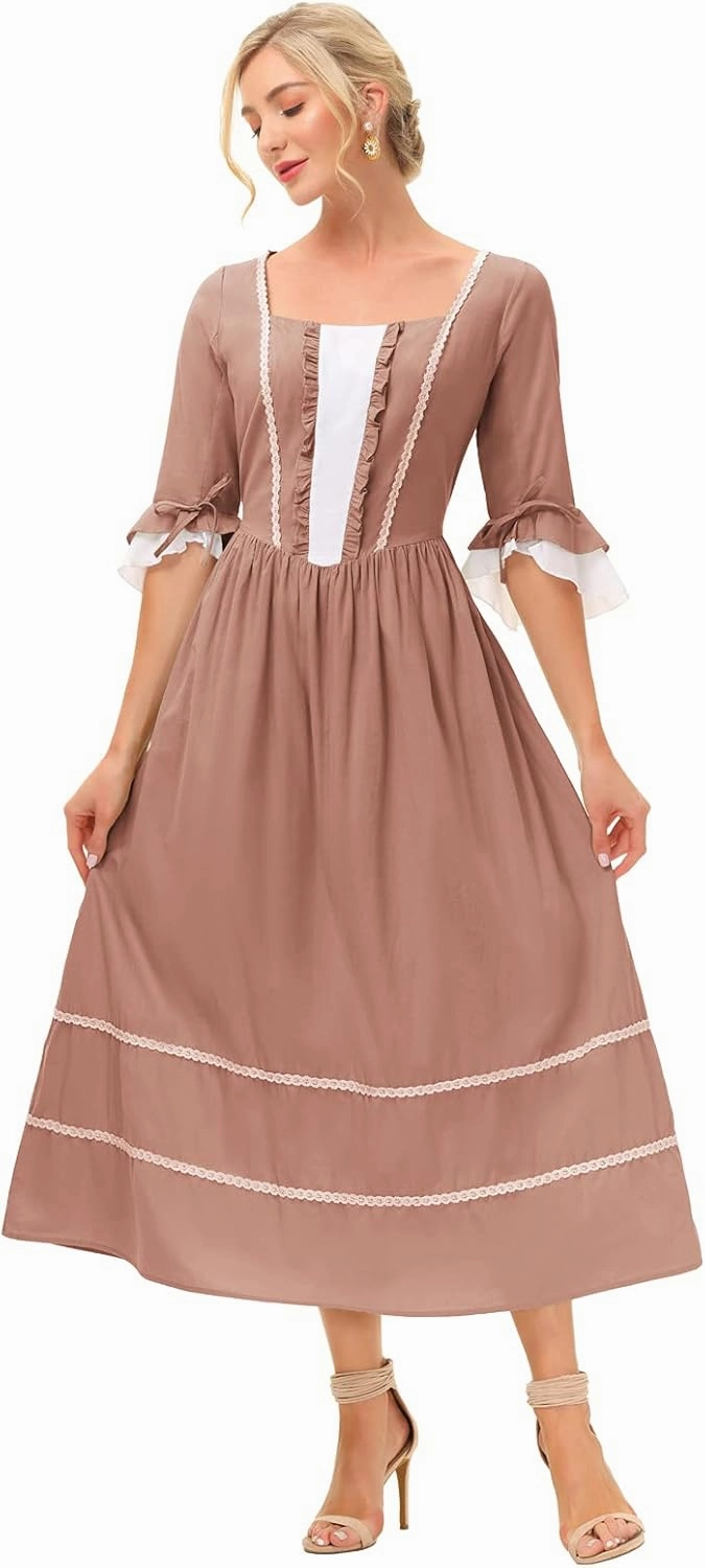 Scarlet Darkness Women Pioneer Colonial Costume Prairie Civil War Dresses