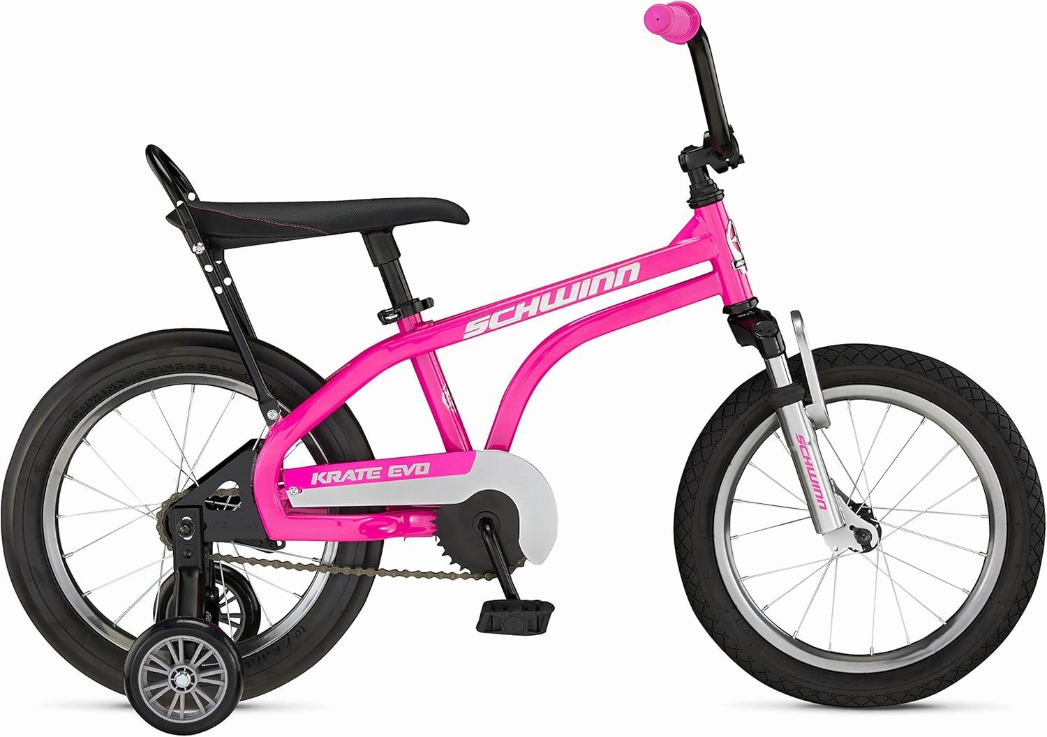 Schwinn Krate EVO Kids Bike for Boys and Girls Ages 3-5 Years, 16-Inch Wheels, Front Suspension, Slik Rear Tire, Rider Height 38 to 48-Inches, Removable Training Wheels, Rear Coaster Brake