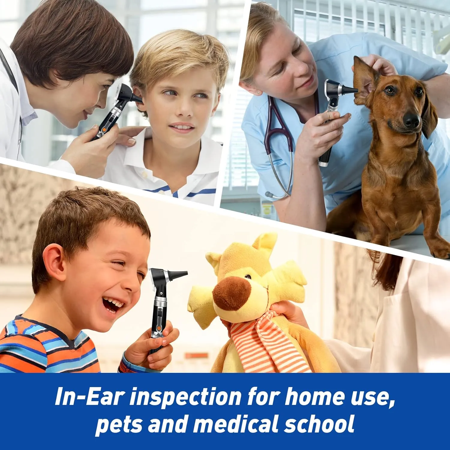 SCIAN Otoscope with Light - Rechargable Diagnostic Ear Care Tool with Fiber Illumination, Pocket Ear Light Otoscope Set for Nurse,Children,Adults,Pets(Black)