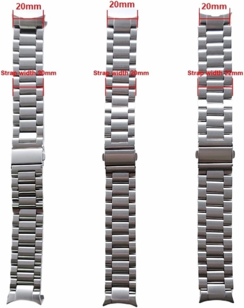 SDFFGHJ No Gaps Stainless Steel Strap Compatible With Galaxy Watch 4 Classic 46mm 42mm/Watch4 44mm 40mm Wrist Band Curved End Metal Bracelet