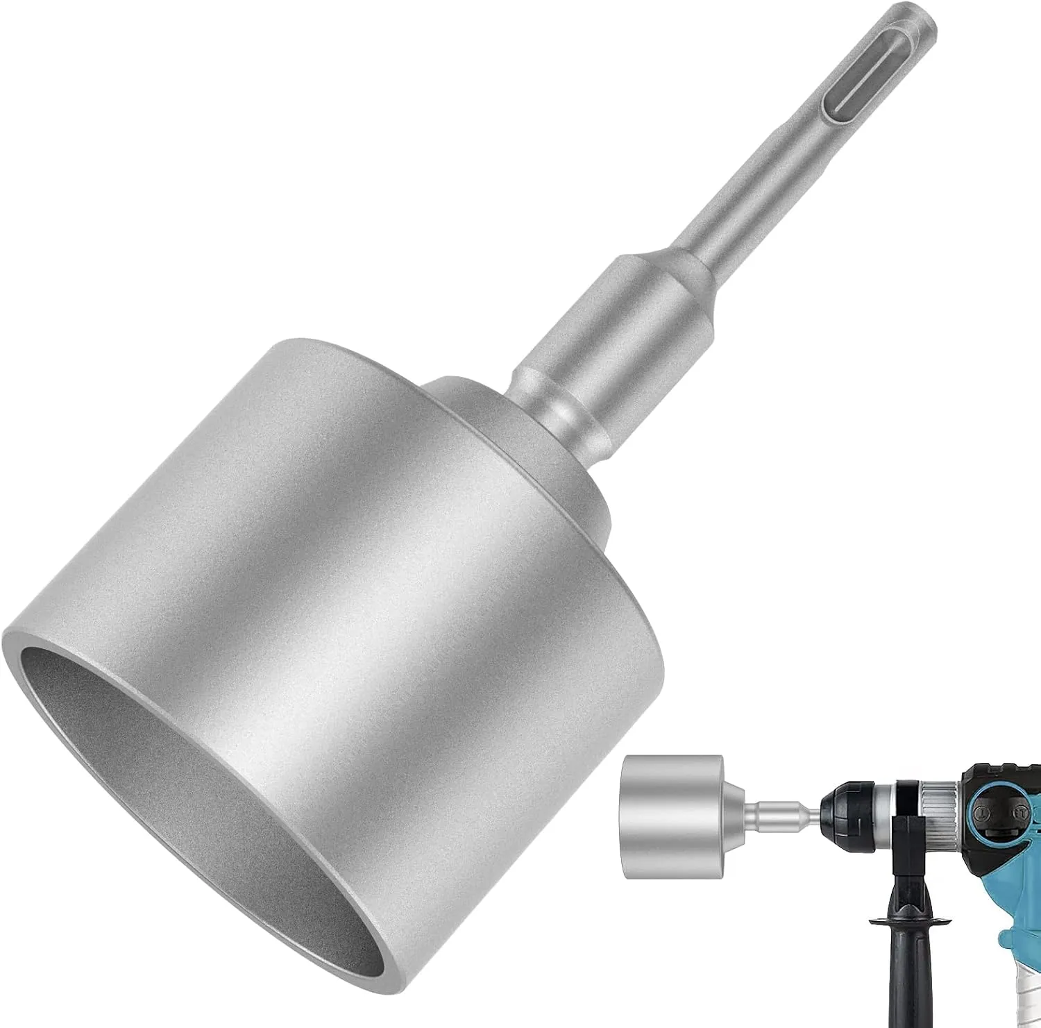 SDS Plus T-Post Ground Rod Driver，Forged Steel Drill Bit Driver, Heavy Duty Hammer Drill Rod Converter, Save Time Ground Rod Driver Tool for Rotary Hammer Drill Ground Rods(2.56inch)
