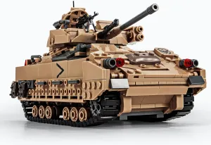 SEMKY Military Series M2 Bradley Tank MOC Building Blocks and Engineering Toy（1350 Pieces），with 3 Figure,WW2 Army Tank for Kid and Military Fan
