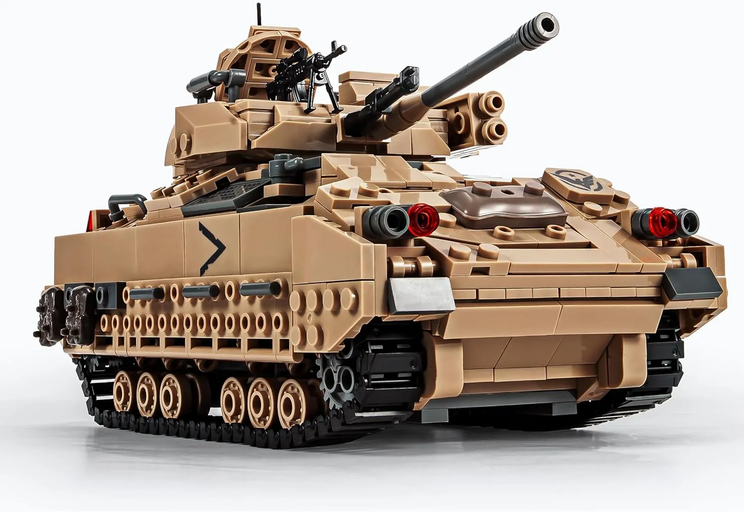 SEMKY Military Series M2 Bradley Tank MOC Building Blocks and Engineering Toy（1350 Pieces），with 3 Figure,WW2 Army Tank for Kid and Military Fan
