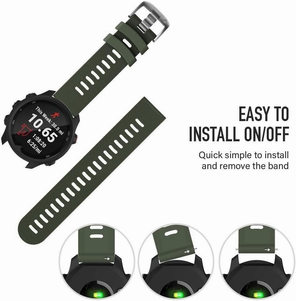 SERDAS For Garmin Forerunner 245 Band Forerunner 55 Band, 20mm Replacement Band For Galaxy Watch 5/5 Pro Galaxy Watch 4 Vivoactive 3 Vivoactive 5 Band