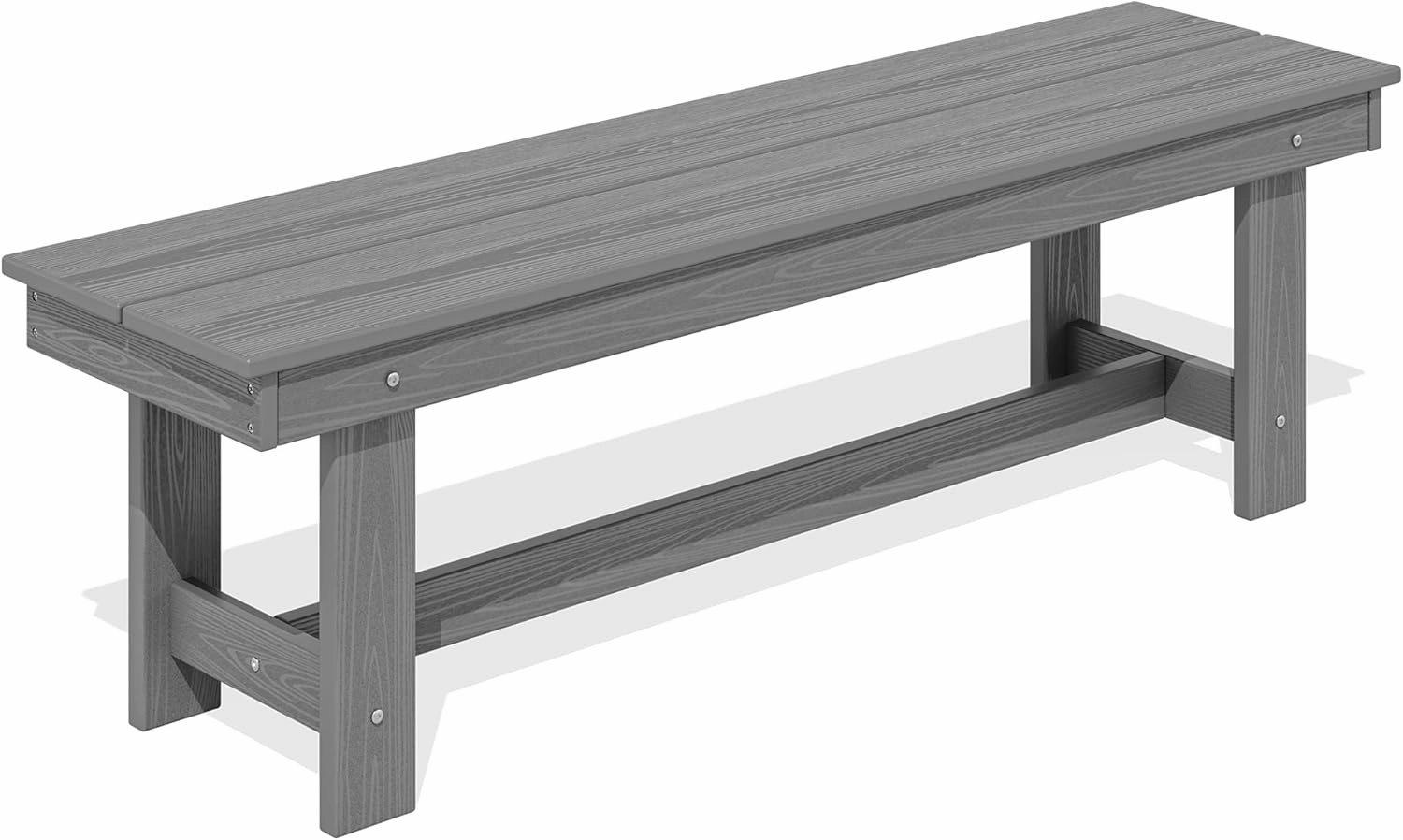 SERWALL 2-Person Outdoor Bench Backless, HDPE Outdoor Benches Weatherproof, 700 Lbs Weight Capacity, Poly Lumber Patio Furniture for Garden, Porch and Park, Grey