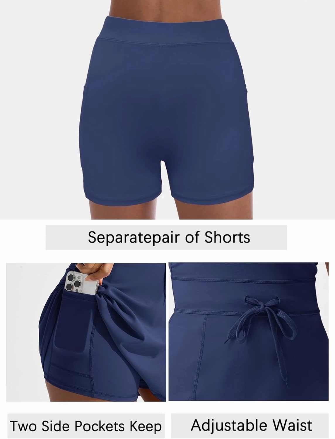 Sexyasasii Womens Tennis Dresses with Shorts Crewneck Side Slit Pockets Backless Adjustable Waistband Workout Athletic Dress