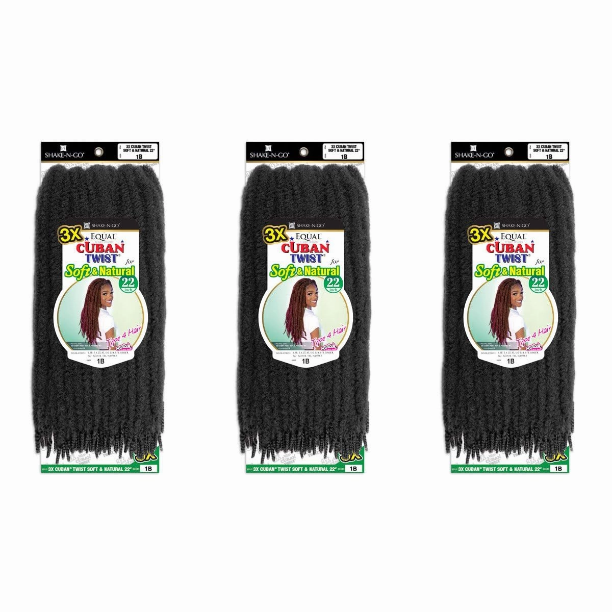 SHAKE-N-GO 3x Cuban Twist Soft & Natural 22" (3-PACK) (LIGHT BLONDE 613)